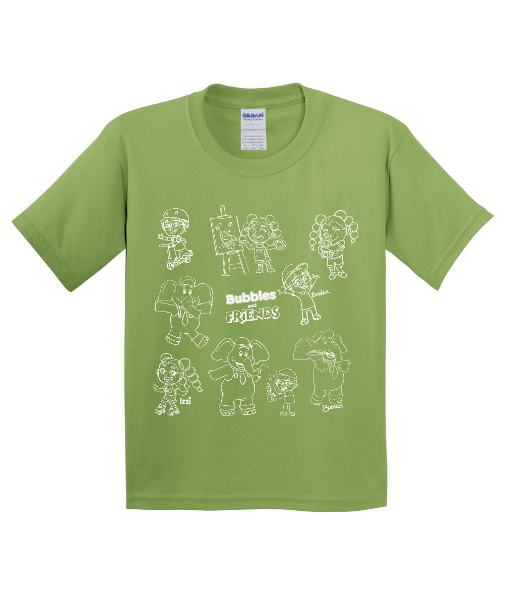 Bubbles and Friends - Happy Doodles (White) Team Childrens T-Shirt