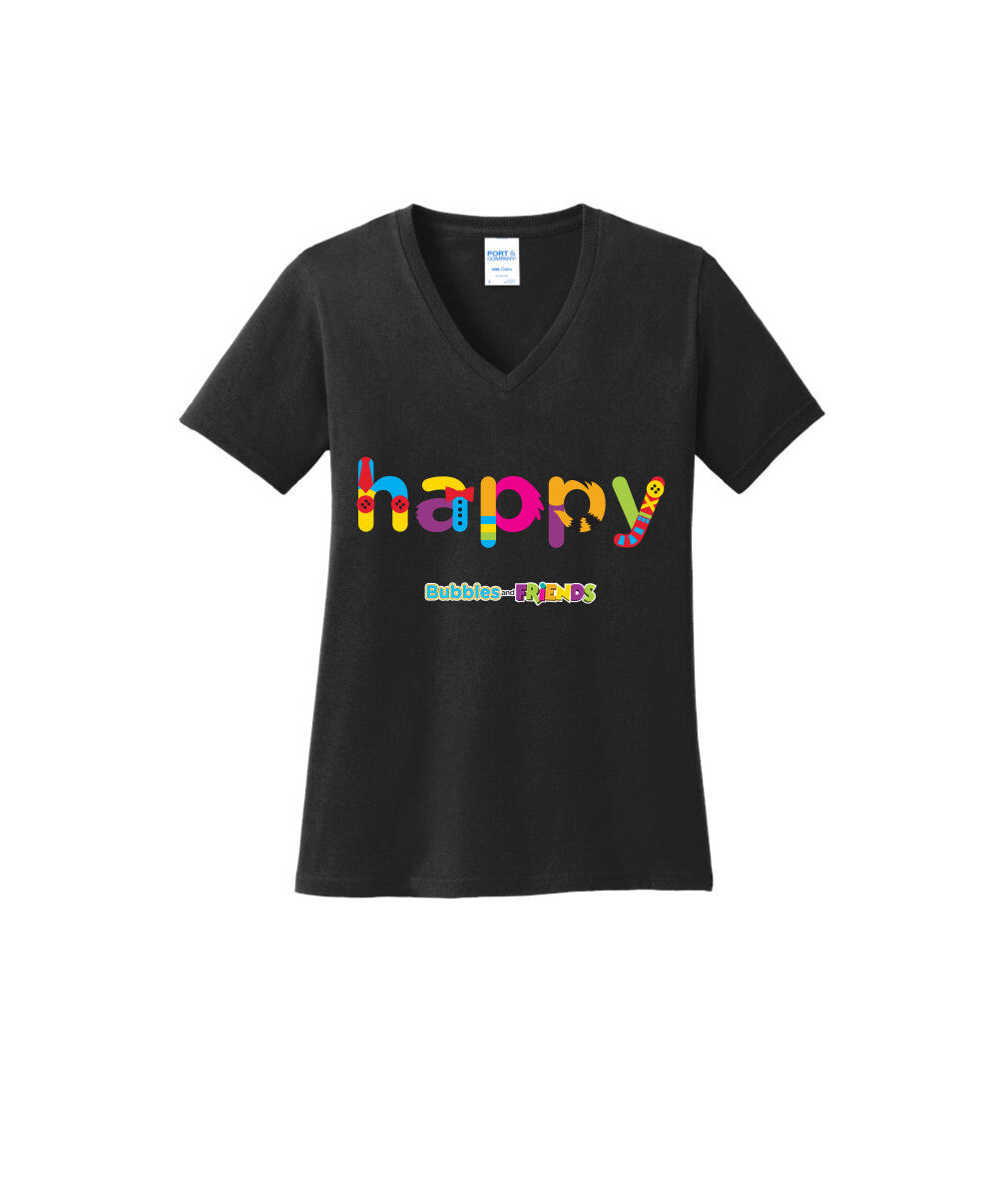 Bubbles and Friends - Happy Womens V-Neck T-Shirt