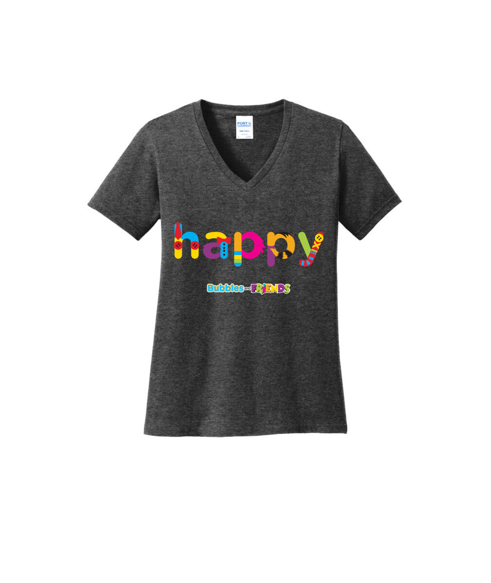 Bubbles and Friends - Happy Womens V-Neck T-Shirt
