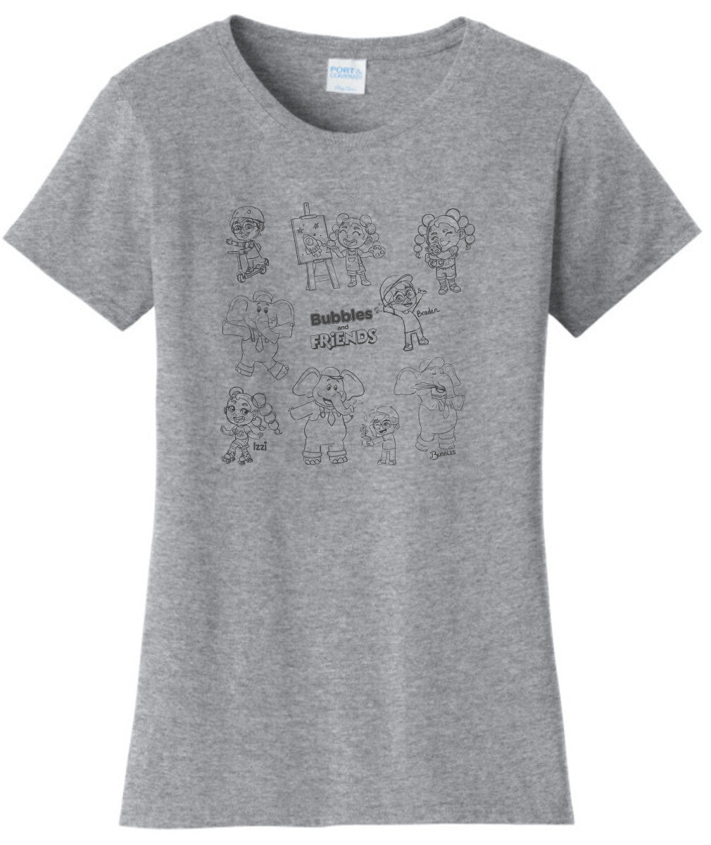 Bubbles and Friends - Happy Doodles Team Ladies T-Shirt