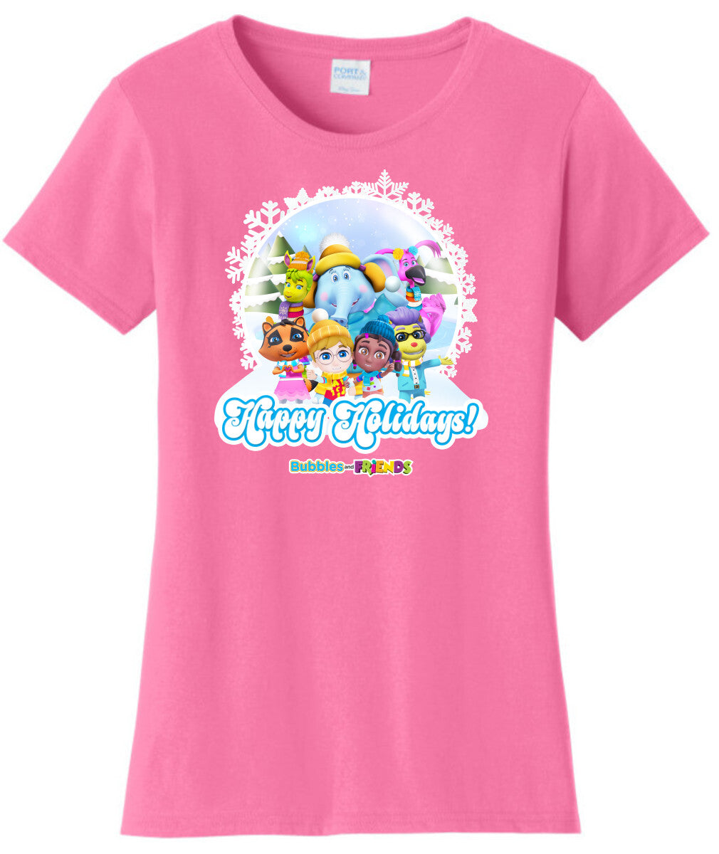 Bubbles & Friends Holiday Womens T-Shirt- Snowflake