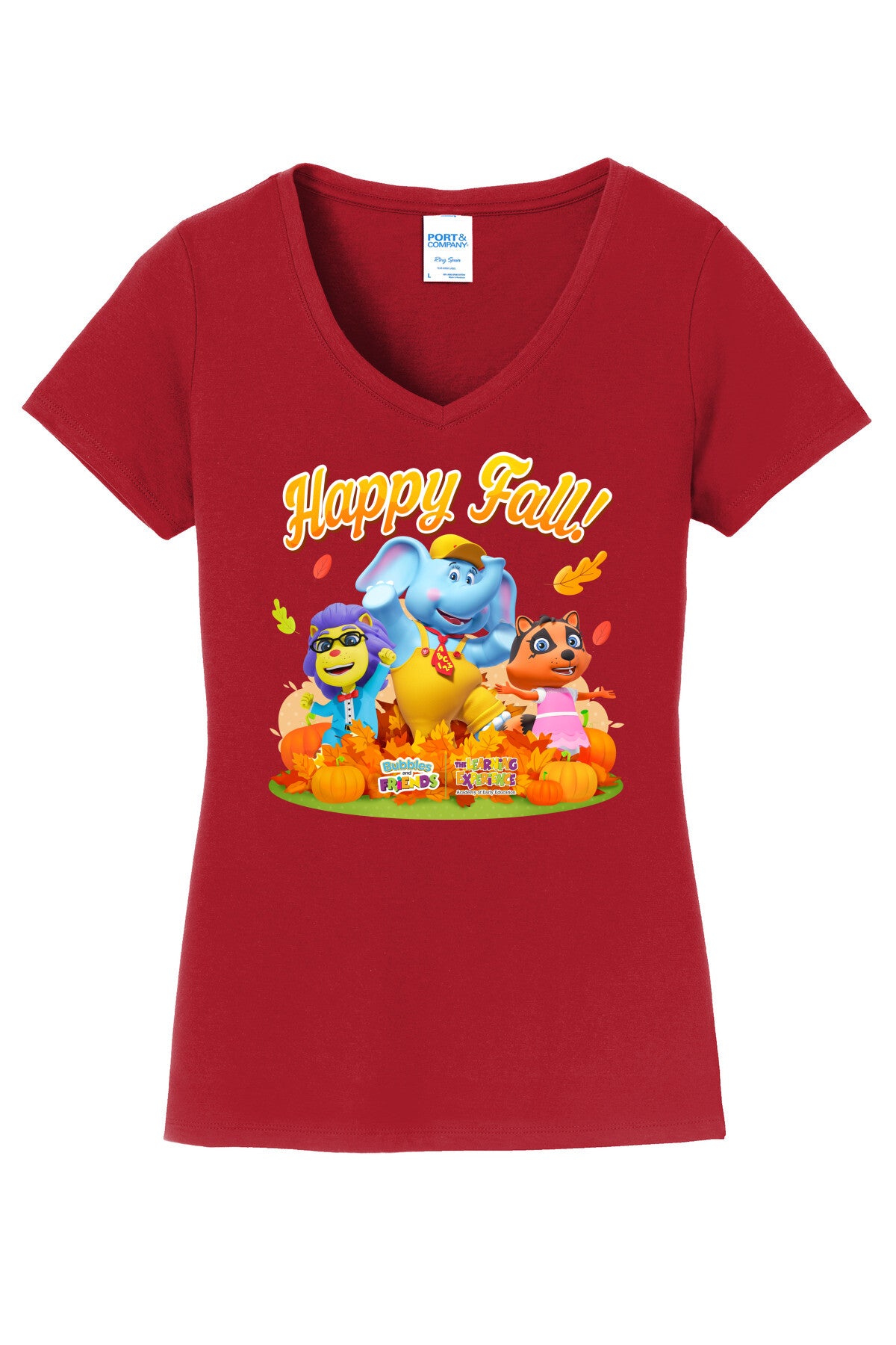 Bubbles & Friends Happy Fall Women's V-Nick T-shirt