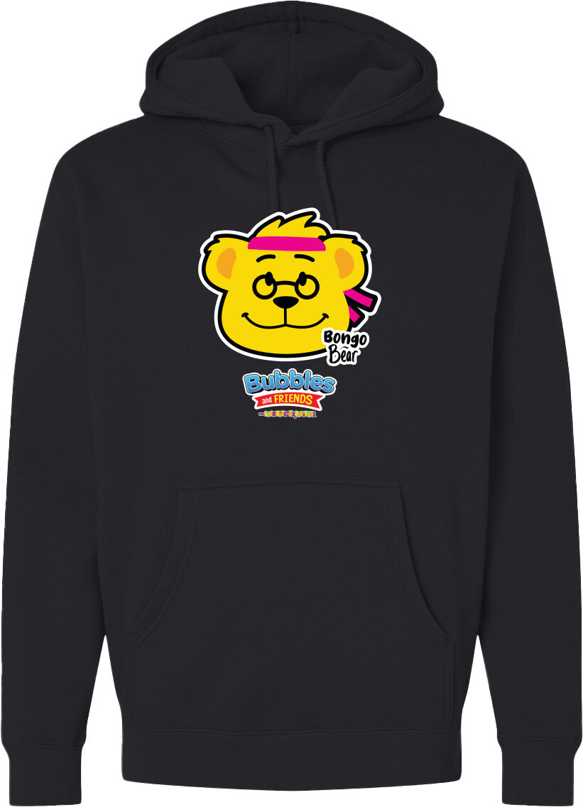 Bubbles & Friends- Friends from Happyville 'Bongo bear' Midweight Hooded Sweatshirt- Unisex