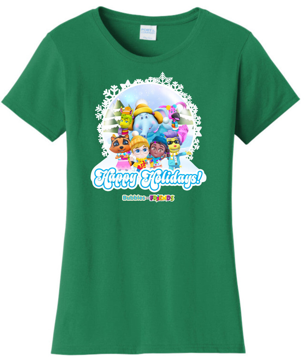 Bubbles & Friends Holiday Womens T-Shirt- Snowflake