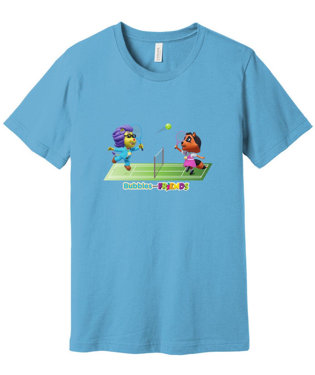 Bubbles and Friends - Summer Games Collection Tennis Match Adult T-Shirt