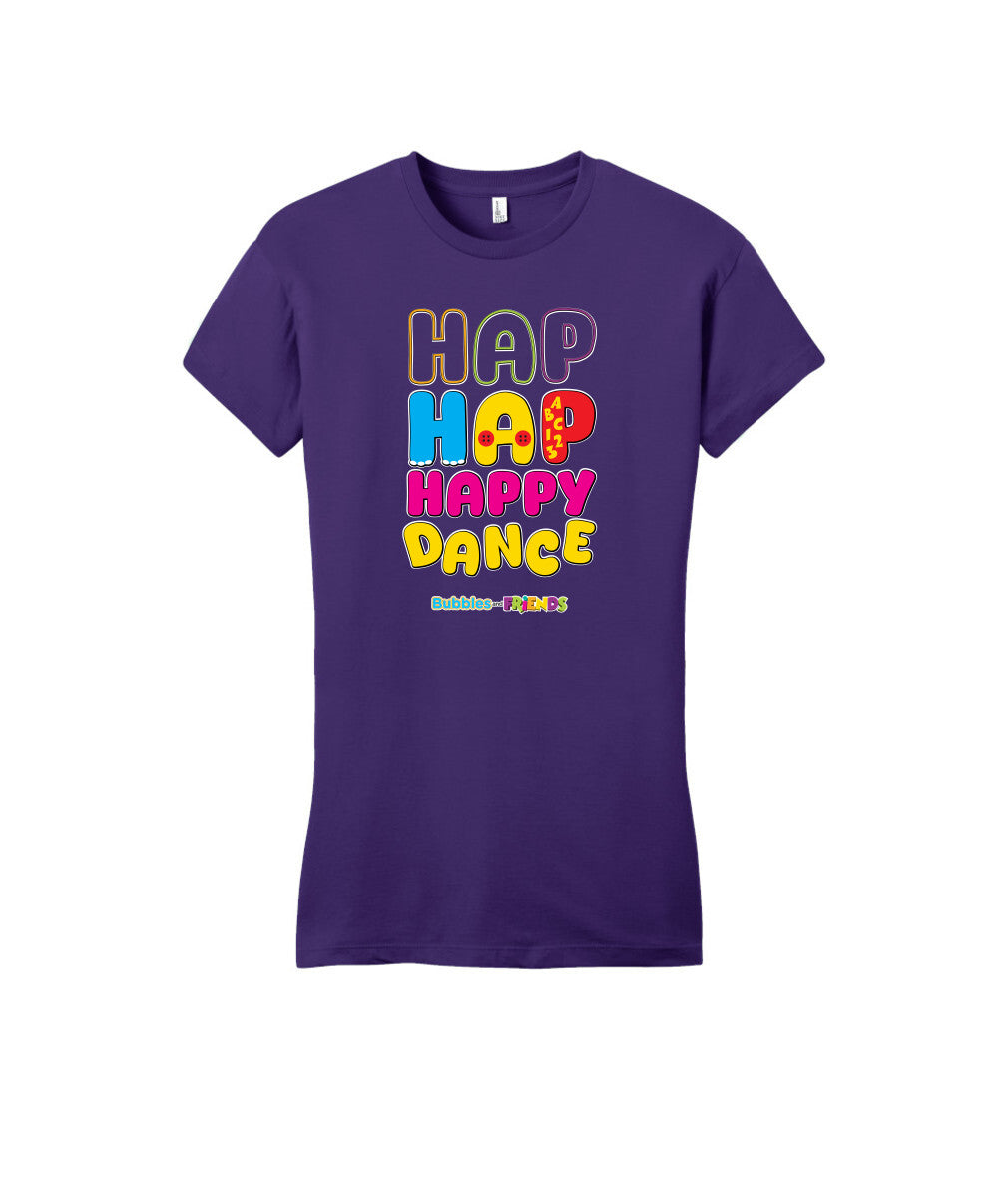 Bubbles and Friends – Happy Dance Collection Hap Hap Happy Dance Womens Fitted T-Shirt