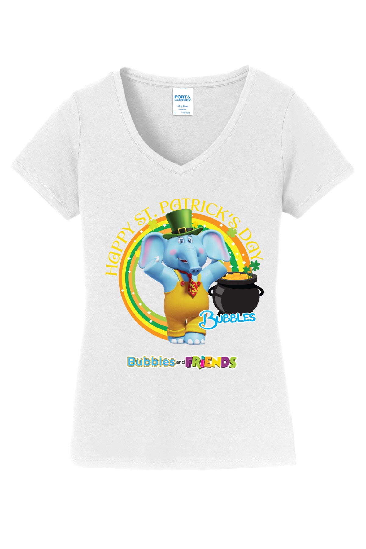 Bubbles & Friends St. Patricks BUBBLES Womens V-neck Tee