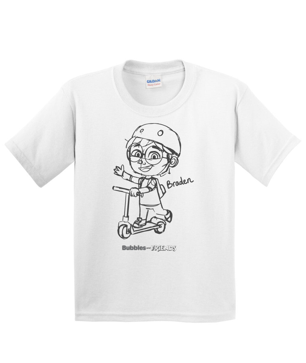 Bubbles and Friends - Happy Doodles Braden Childrens T-Shirt