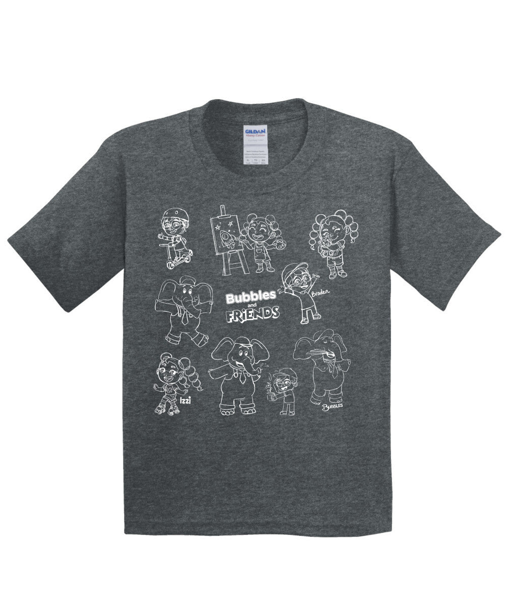 Bubbles and Friends - Happy Doodles (White) Team Childrens T-Shirt