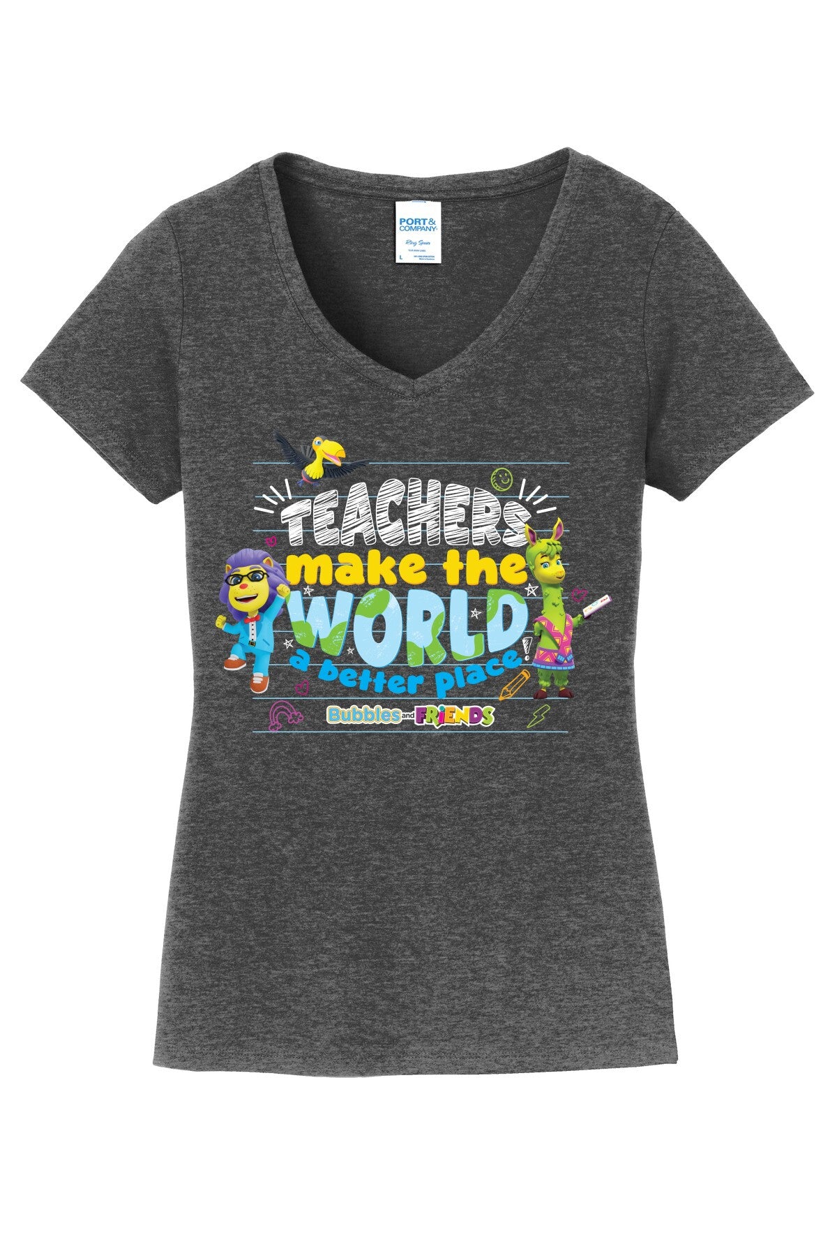 Bubbles & Friends  Teacher Appreciation World Women's V-Neck Tee