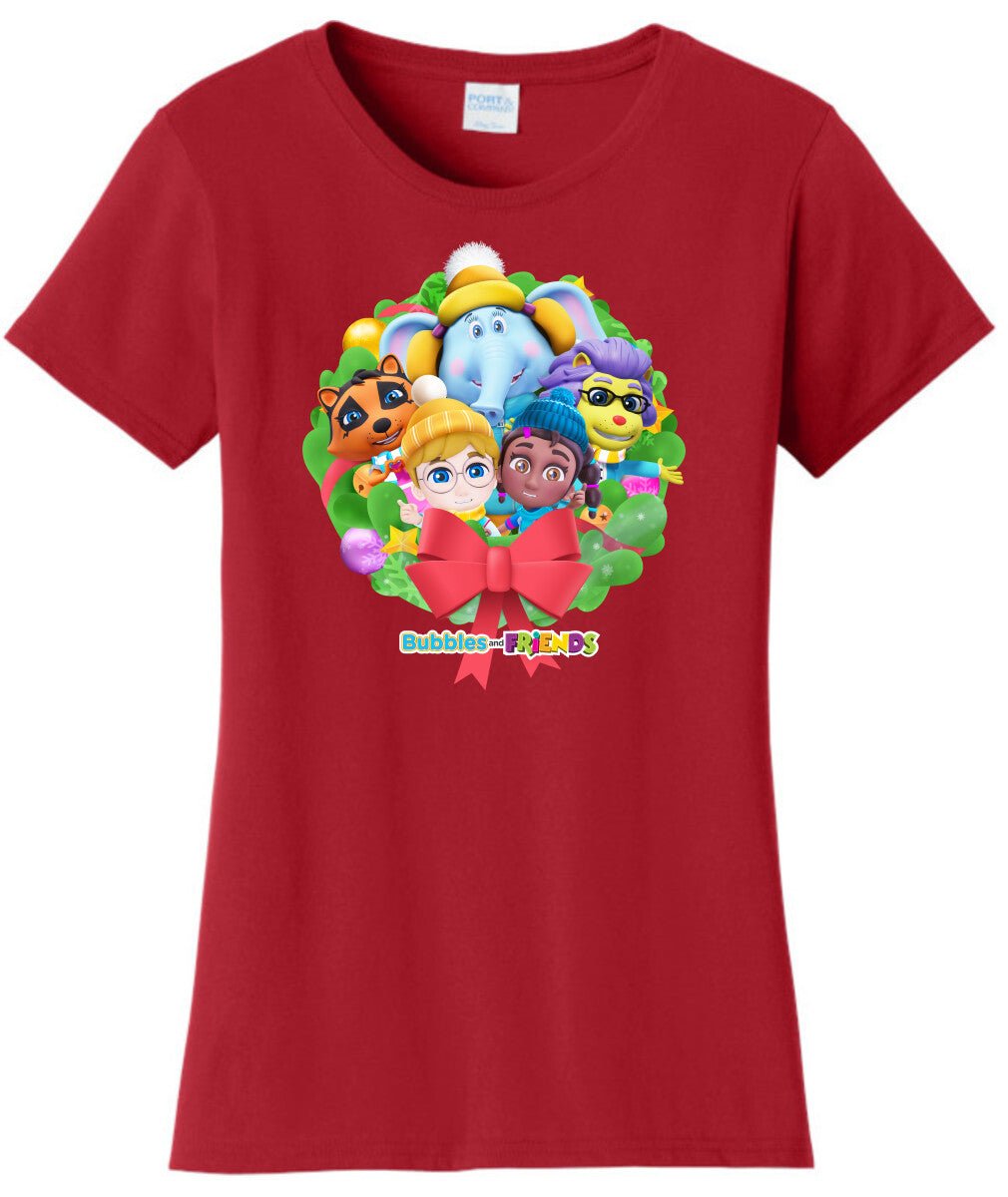 Bubbles & Friends Holiday T-Shirt- All Friends Womens Shirt