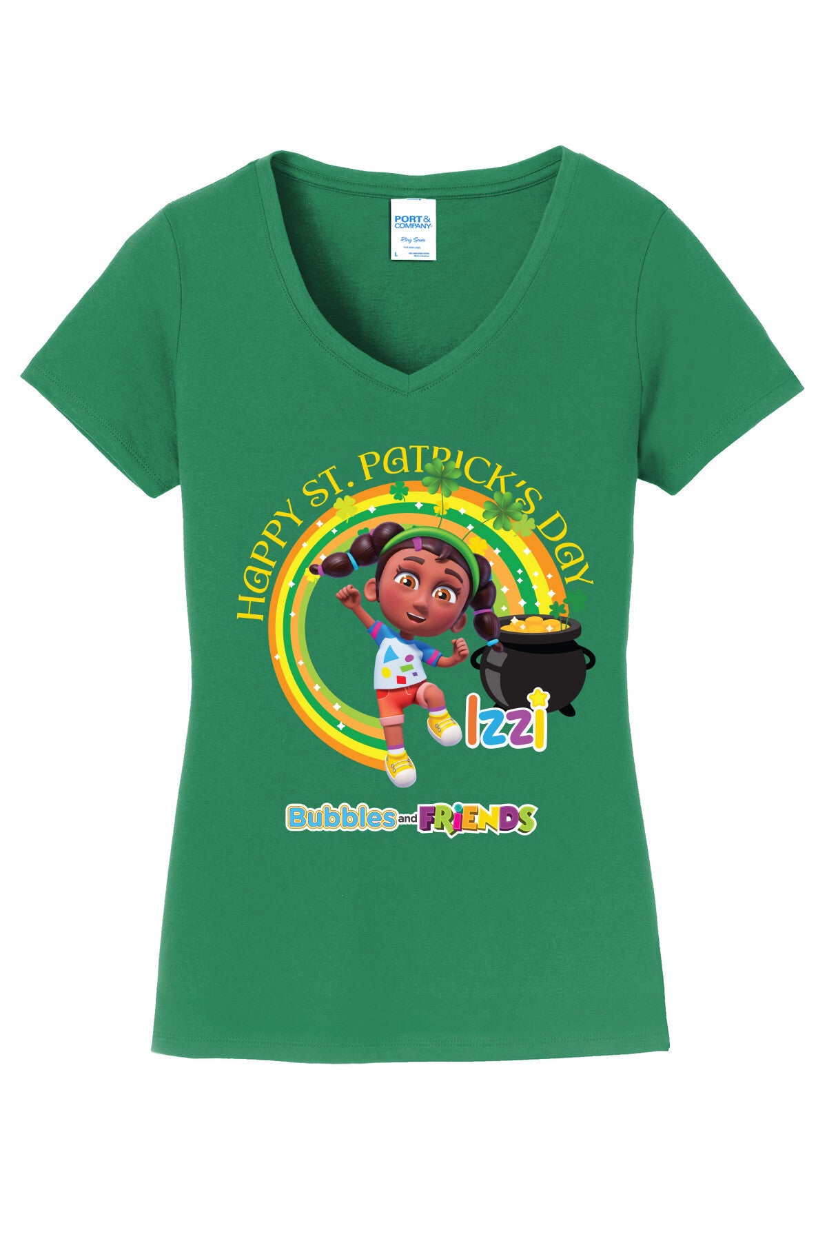 Bubbles & Friends St. Patricks IZZY Womens V-neck Tee