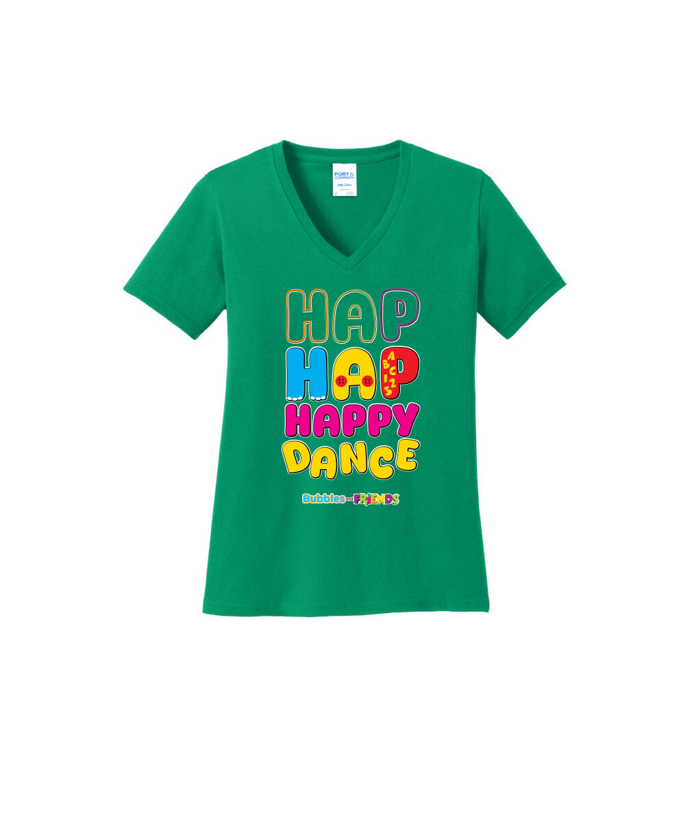 Bubbles and Friends – Happy Dance Collection Hap Hap Happy Dance Women V-Neck T-Shirt