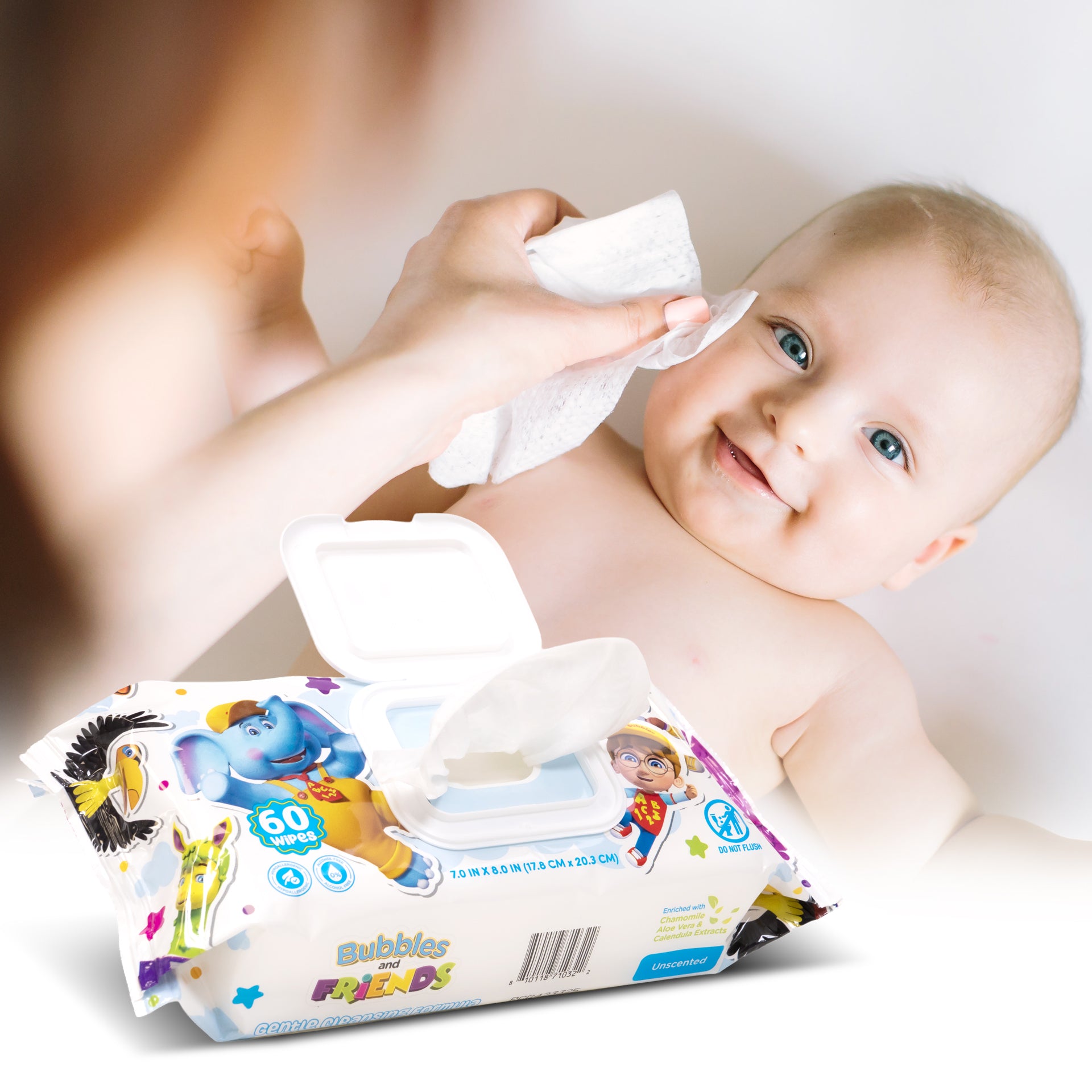 Bubbles & Friends Premium Baby Wipes- 3 Pack/6 Pack/12 Pack