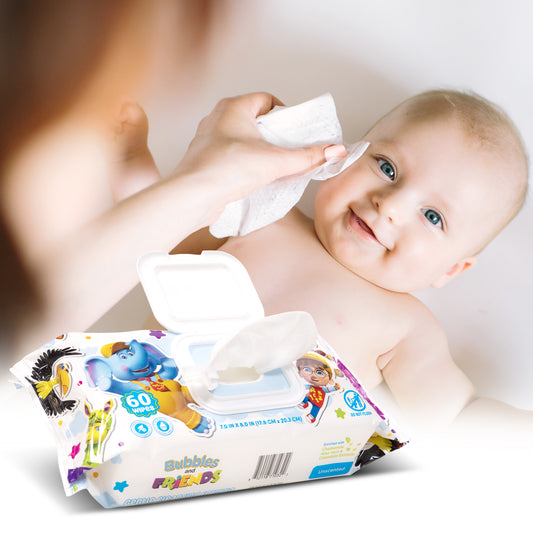 Bubbles & Friends Premium Baby Wipes- 3 Pack/6 Pack/12 Pack