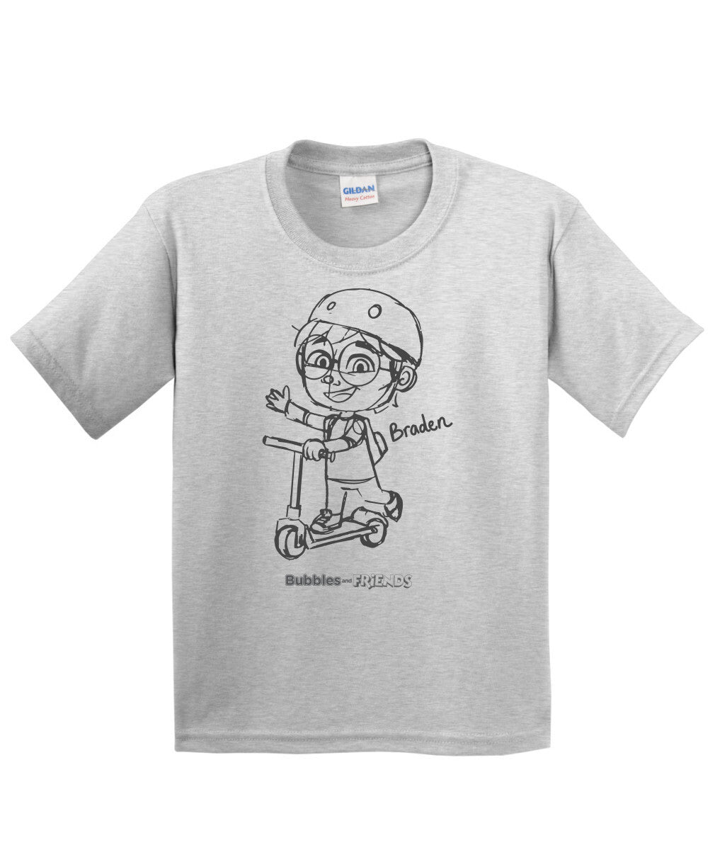 Bubbles and Friends - Happy Doodles Braden Childrens T-Shirt