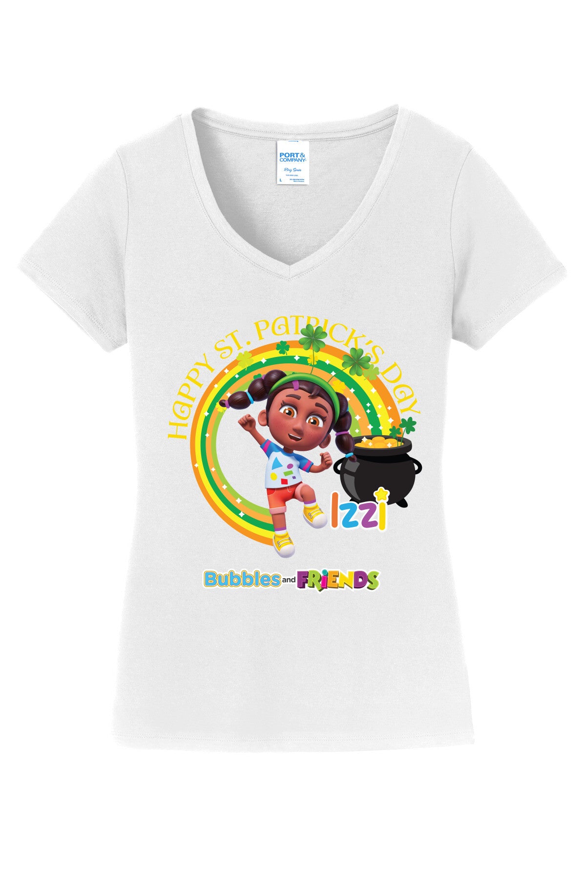 Bubbles & Friends St. Patricks IZZY Womens V-neck Tee