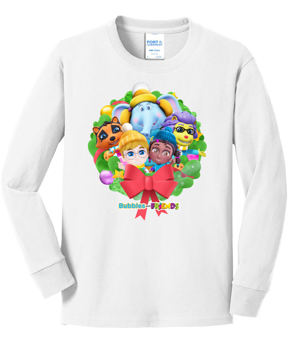 Bubbles & Friends Holiday Children's Long Sleeve T-Shirt- Holiday Friends