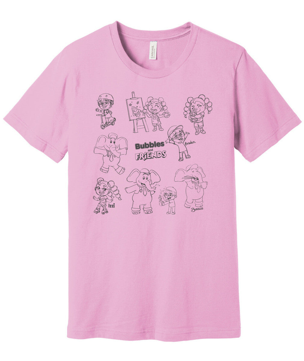 Bubbles and Friends - Happy Doodles Team Adult T-shirt