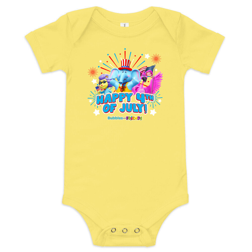 Bubbles & Friends July 4th Baby Onesie