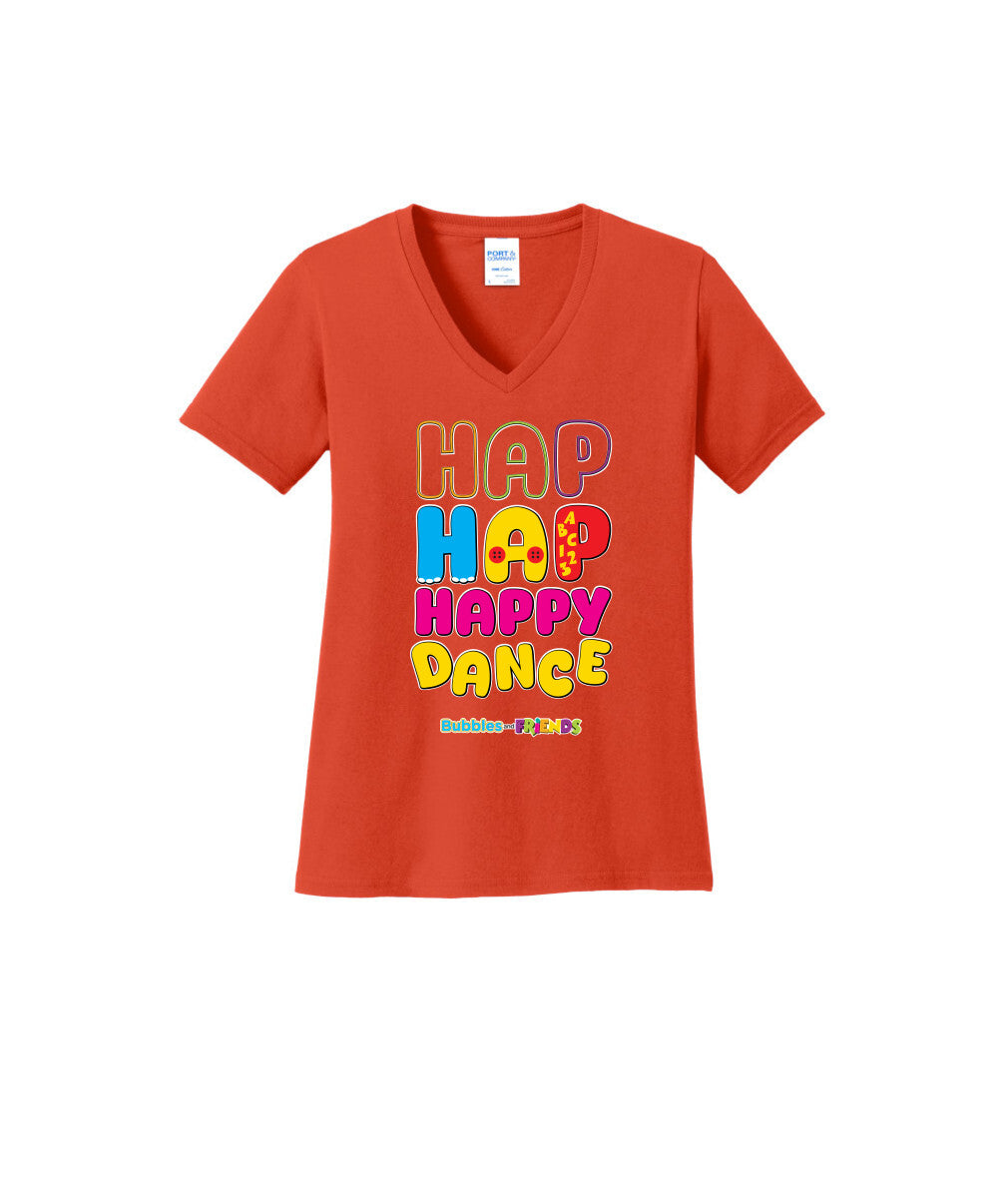 Bubbles and Friends – Happy Dance Collection Hap Hap Happy Dance Women V-Neck T-Shirt