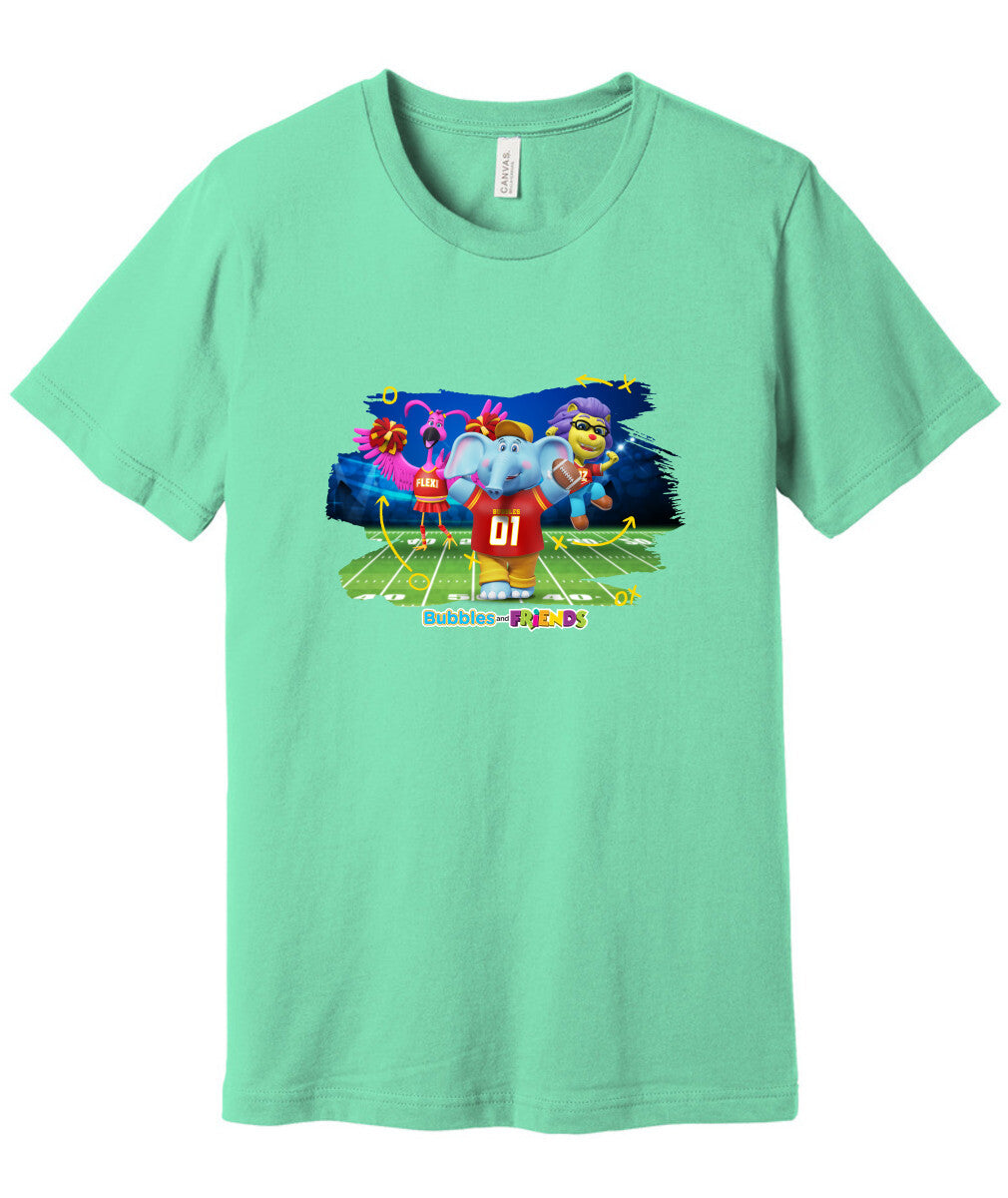 Bubbles and Friends - Varsity Collection Bubbles Football Adult T-Shirt