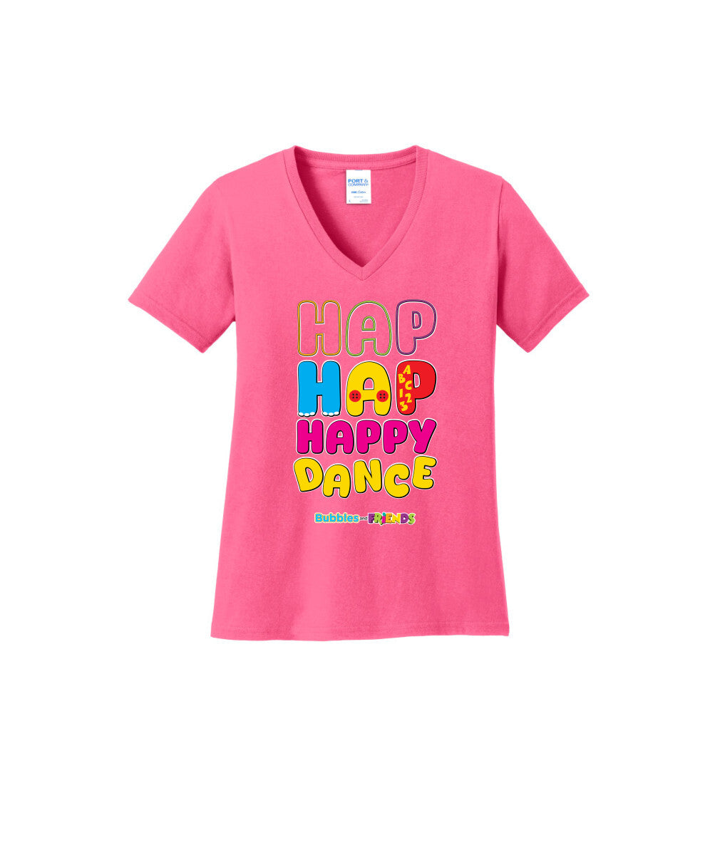 Bubbles and Friends – Happy Dance Collection Hap Hap Happy Dance Women V-Neck T-Shirt