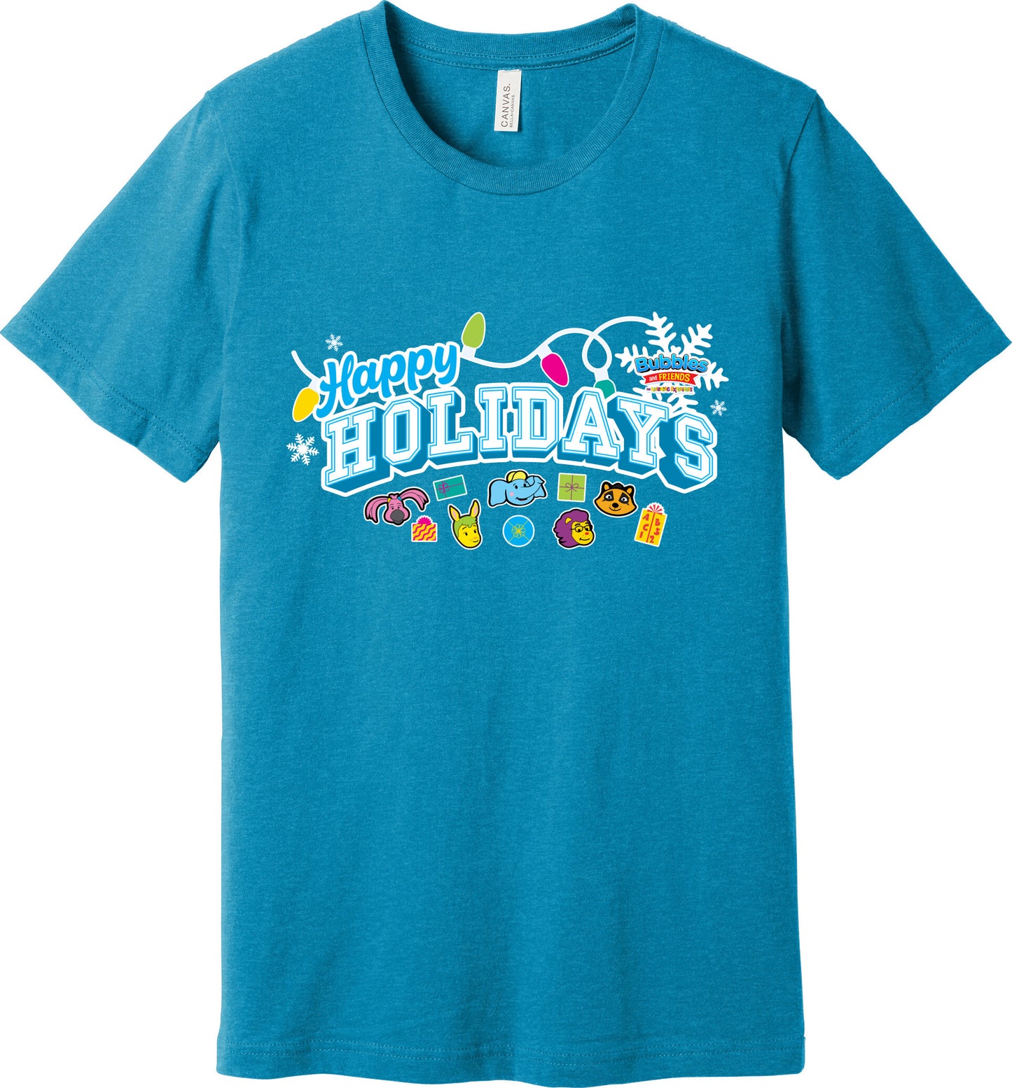 Bubbles & Friends Holiday Happy Holidays Unisex Heather Tee