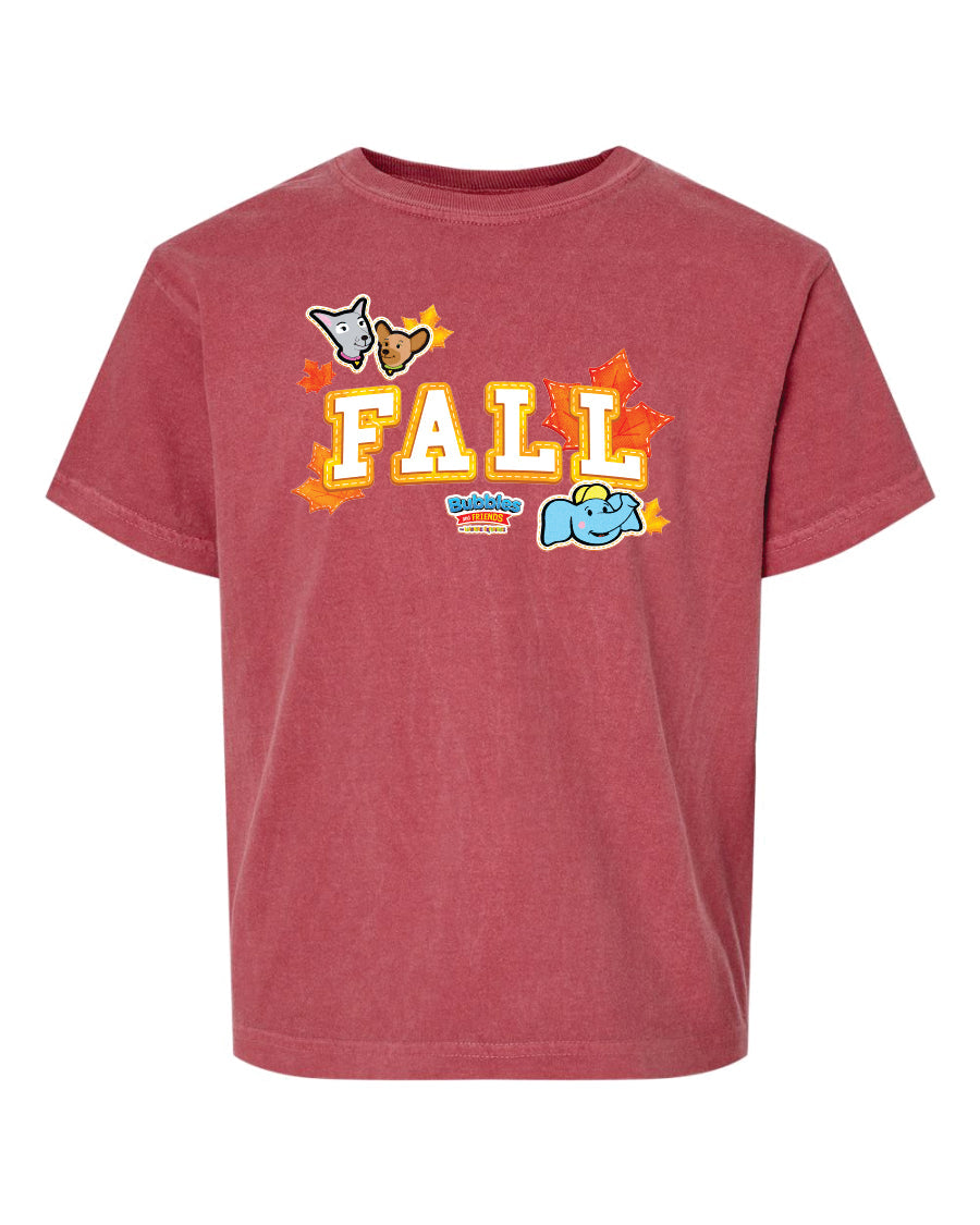 Bubbles & Friends FALL Maple Leaves Youth Garment-Dyed Heavyweight T-Shirt