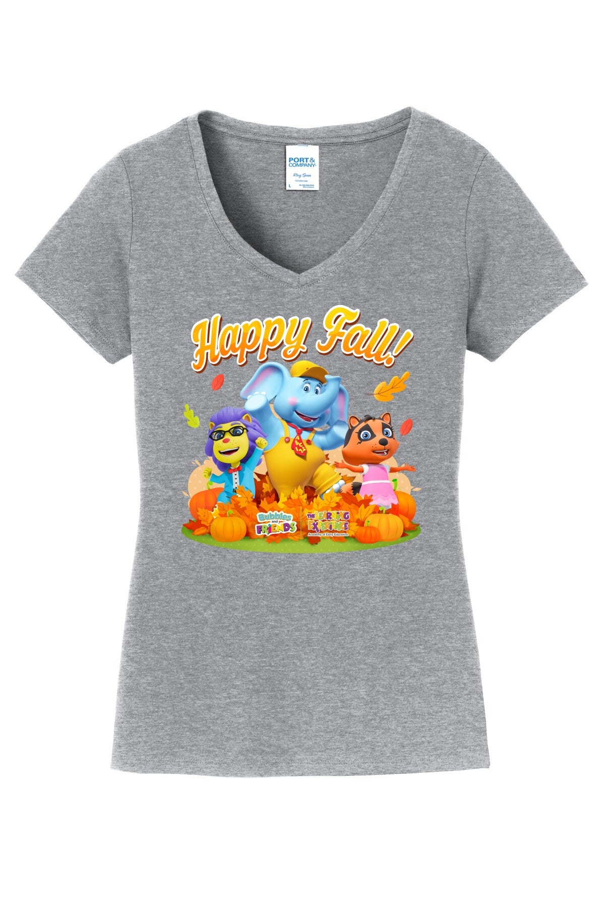 Bubbles & Friends Happy Fall Women's V-Nick T-shirt