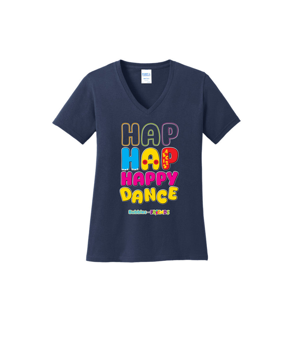 Bubbles and Friends – Happy Dance Collection Hap Hap Happy Dance Women V-Neck T-Shirt