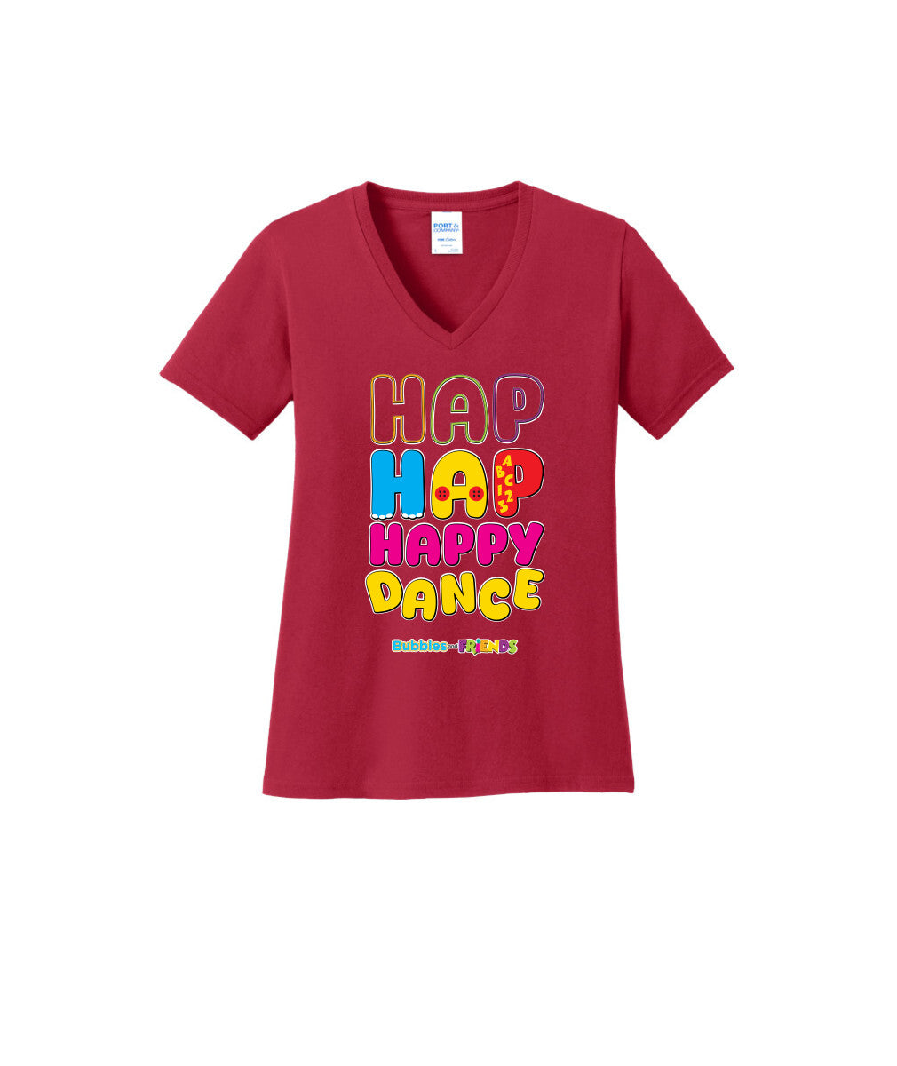 Bubbles and Friends – Happy Dance Collection Hap Hap Happy Dance Women V-Neck T-Shirt