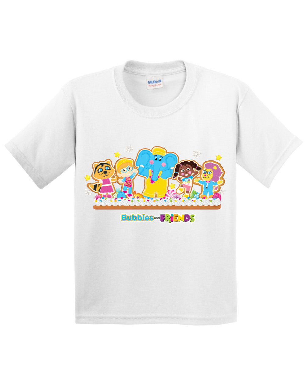 Bubbles & Friends Holiday Youth T-Shirt- Gingerbread Friends