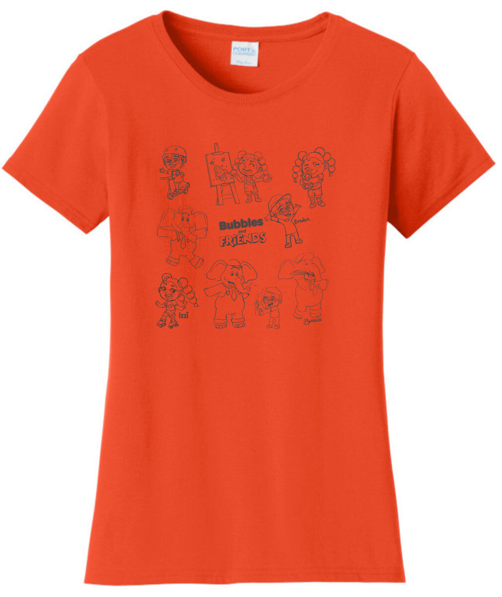 Bubbles and Friends - Happy Doodles Team Ladies T-Shirt