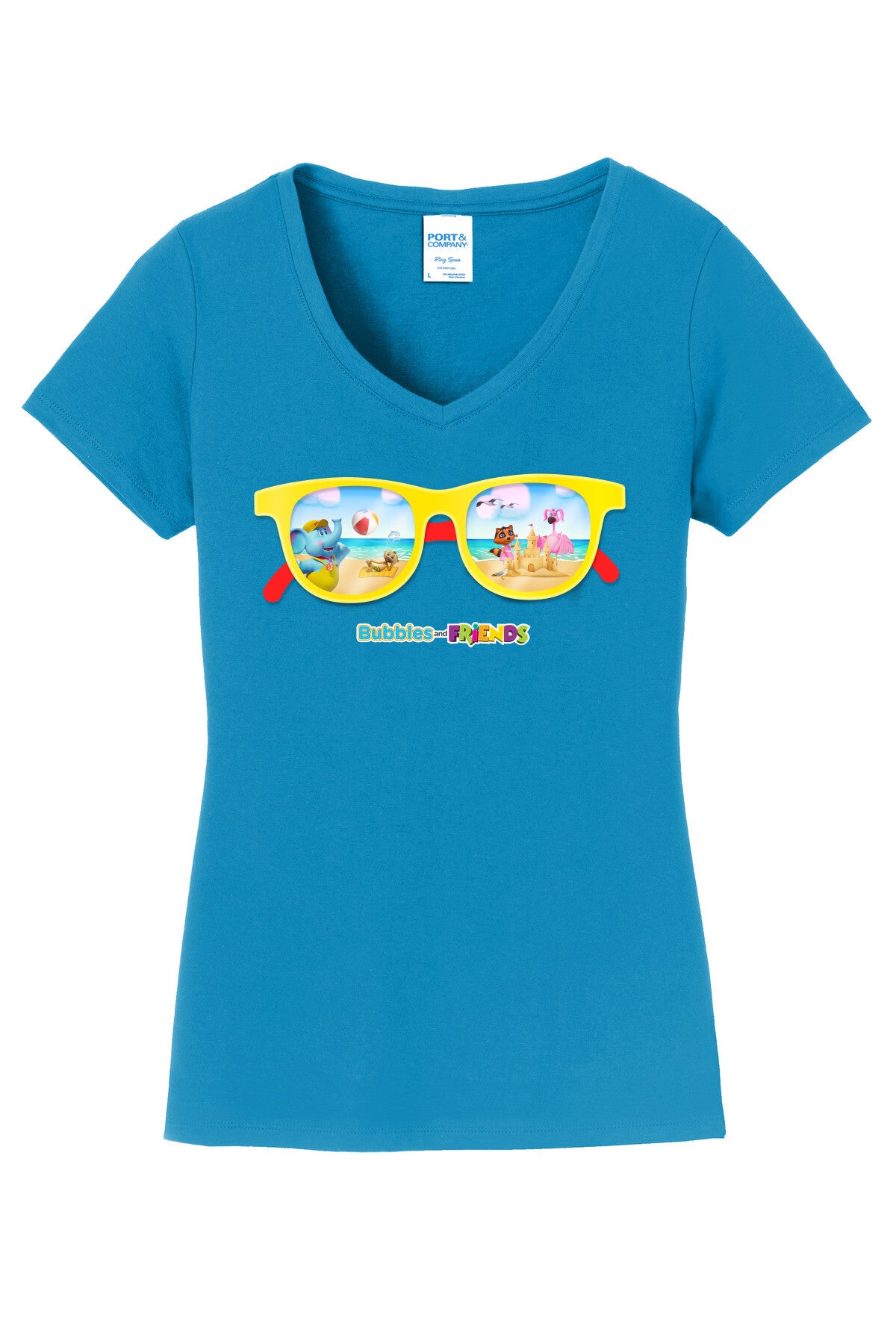 Bubbles & Friends Summer Sunglasses V-Nick Women's Tee