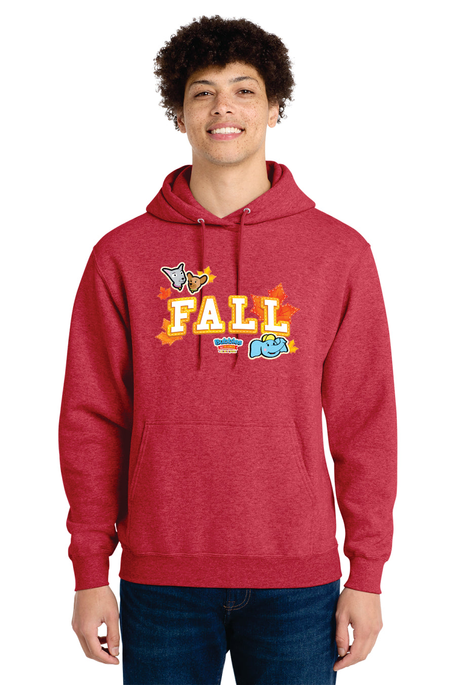 Bubbles & Friends FALL Maple Leaves Adult Port & Co® Core Fleece Pullover Hooded Sweatshirt