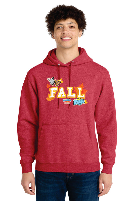 Bubbles & Friends FALL Maple Leaves Adult Port & Co® Core Fleece Pullover Hooded Sweatshirt