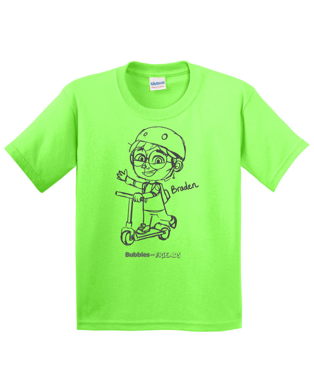 Bubbles and Friends - Happy Doodles Braden Childrens T-Shirt