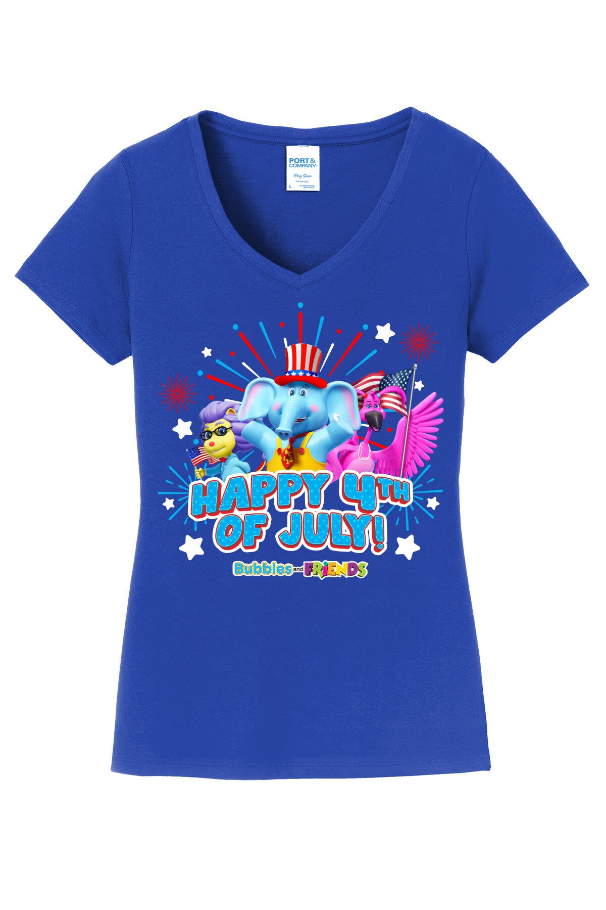 Bubbles & Friends July 4th V-Neck Tee