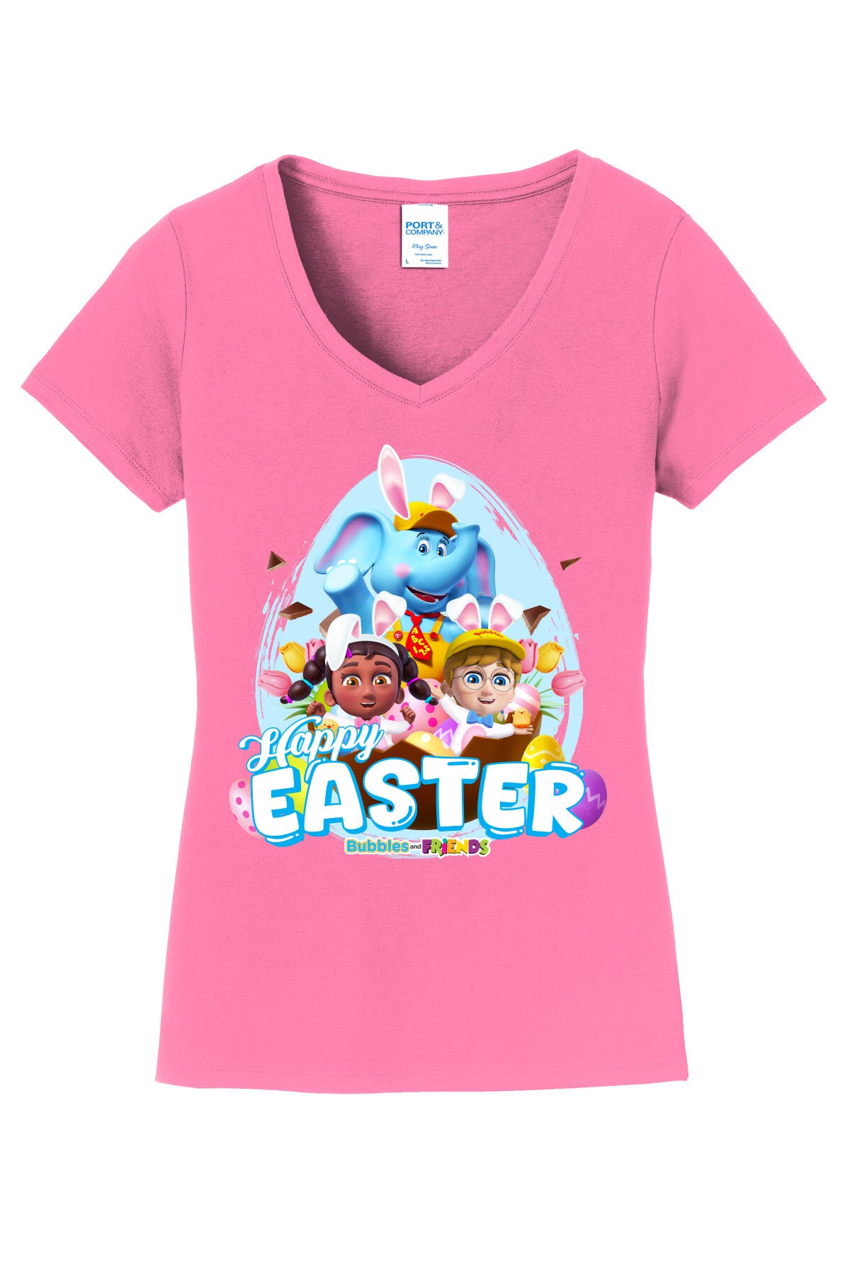 Bubbles & Friends Easter Friends Womens V-Neck Tee