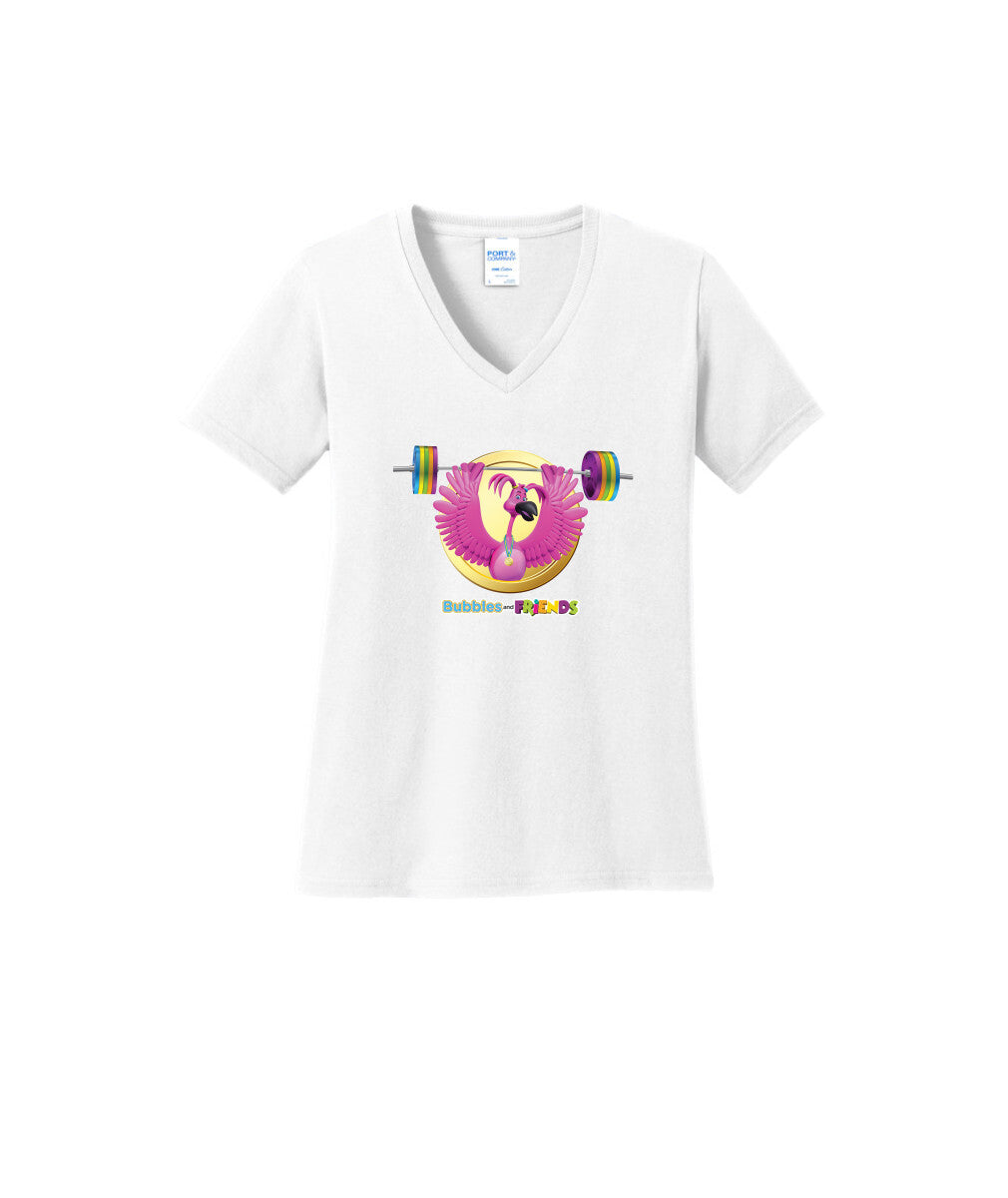 Bubbles and Friends - Summer Games Collection Flexi Weights Women V-Neck T-Shirt