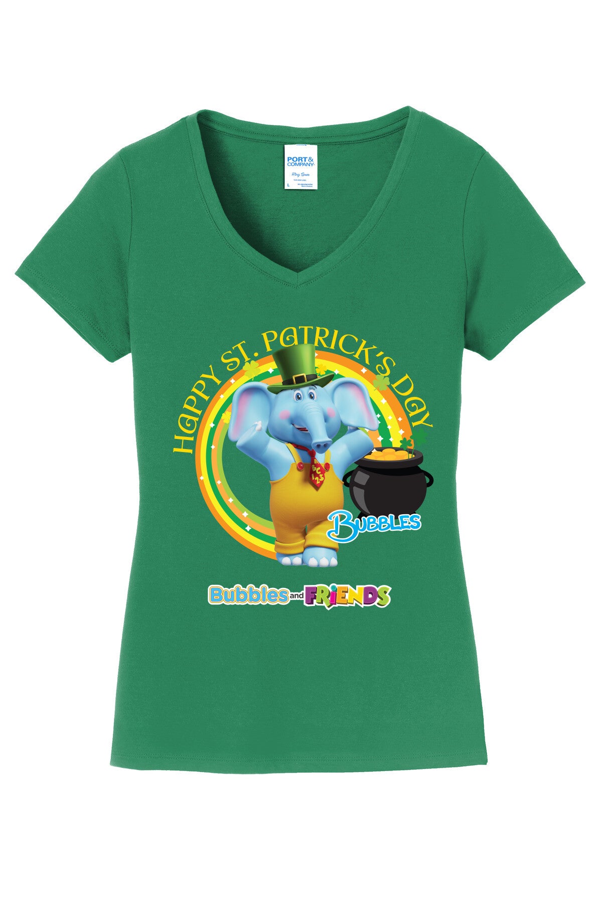 Bubbles & Friends St. Patricks BUBBLES Womens V-neck Tee