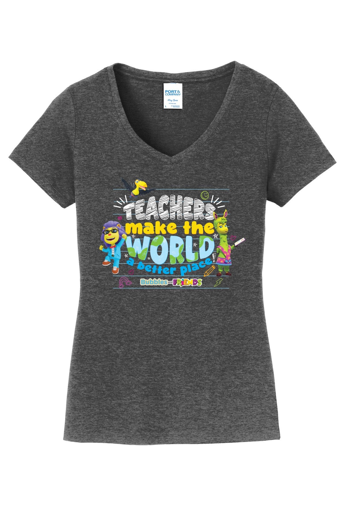 Bubbles & Friends  Teacher Appreciation World Women's V-Neck Tee