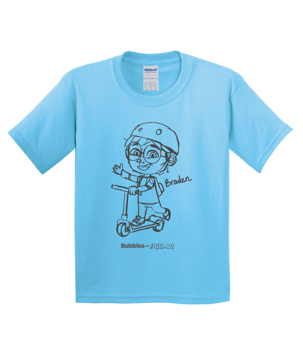 Bubbles and Friends - Happy Doodles Braden Childrens T-Shirt