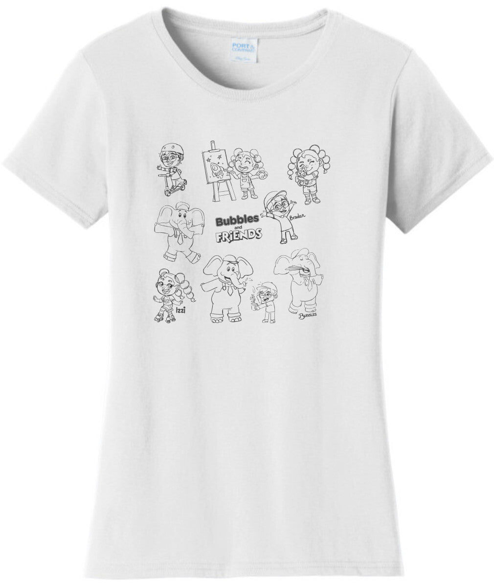 Bubbles and Friends - Happy Doodles Team Ladies T-Shirt