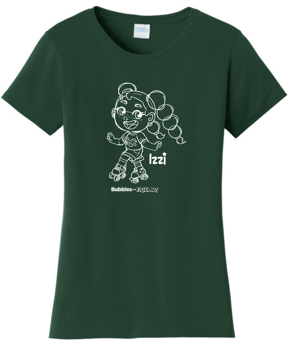 Bubbles Friends - Happy Doodles (White) Izzi Ladies T-Shirt