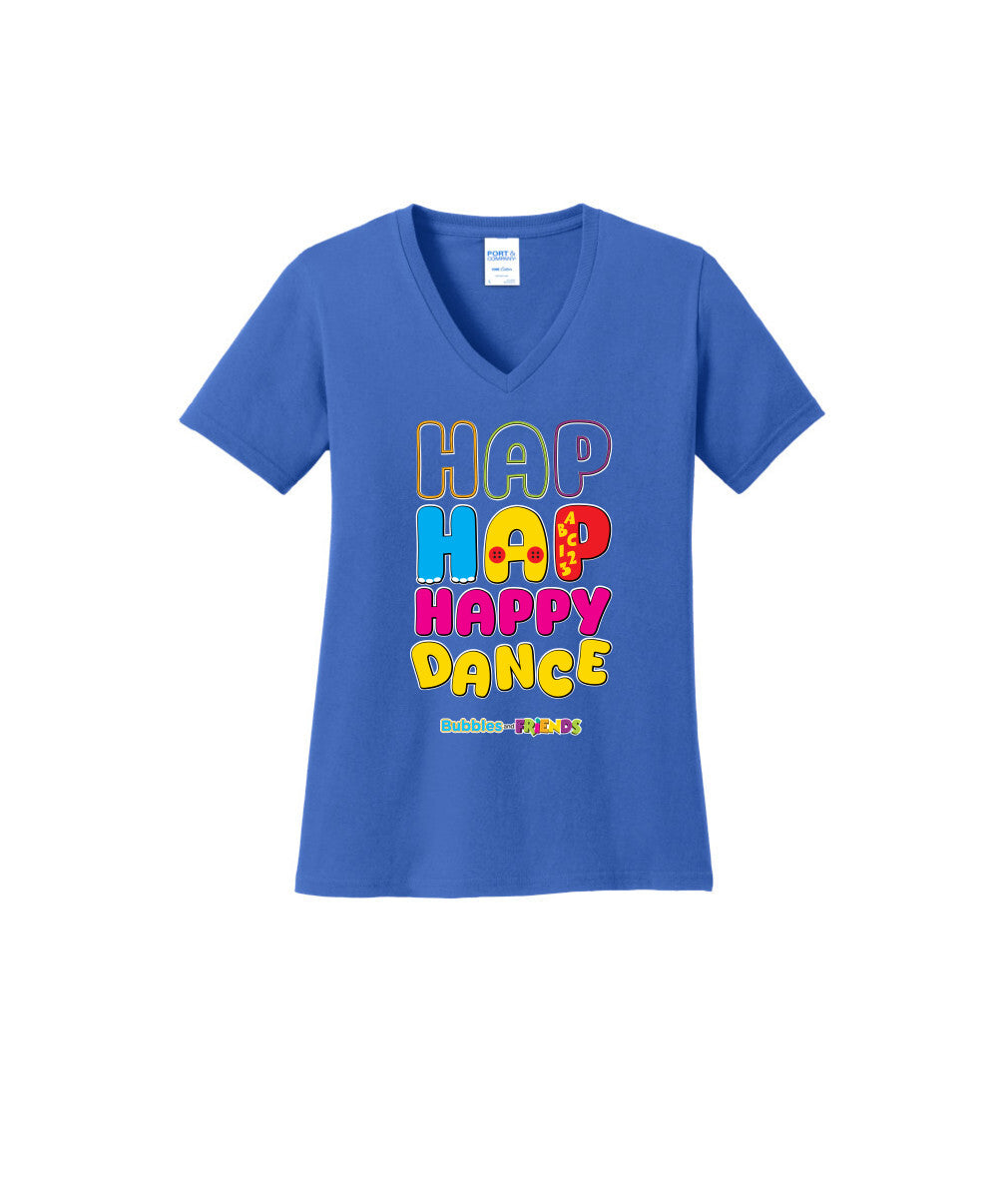 Bubbles and Friends – Happy Dance Collection Hap Hap Happy Dance Women V-Neck T-Shirt