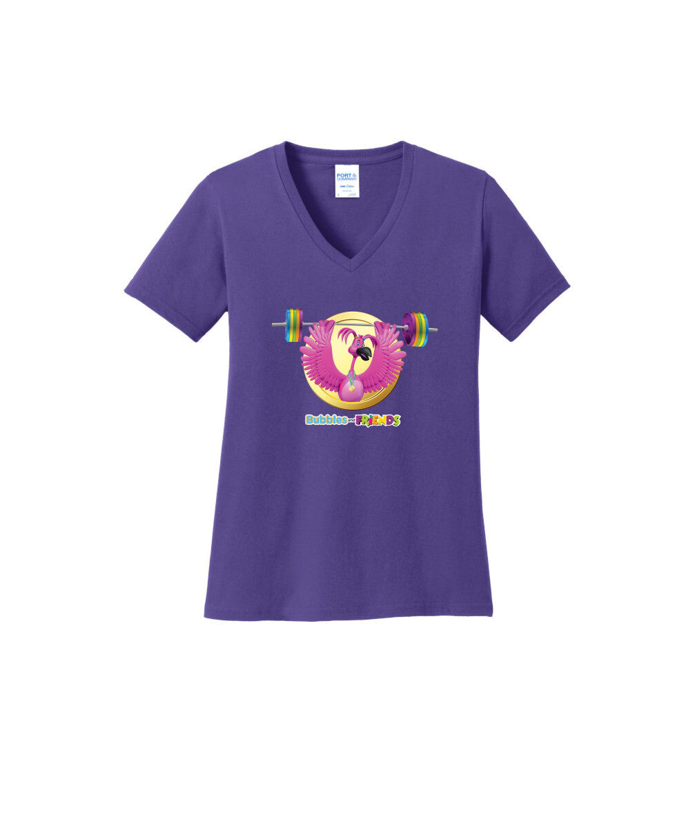 Bubbles and Friends - Summer Games Collection Flexi Weights Women V-Neck T-Shirt