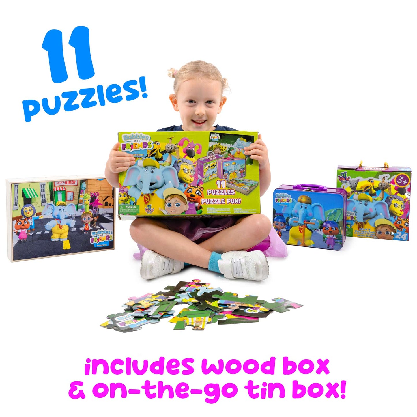 Bubbles and Friends 11 in 1 Puzzles giftbox w Tin