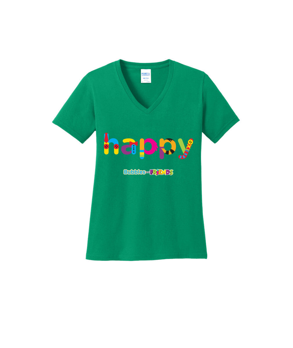 Bubbles and Friends - Happy Womens V-Neck T-Shirt